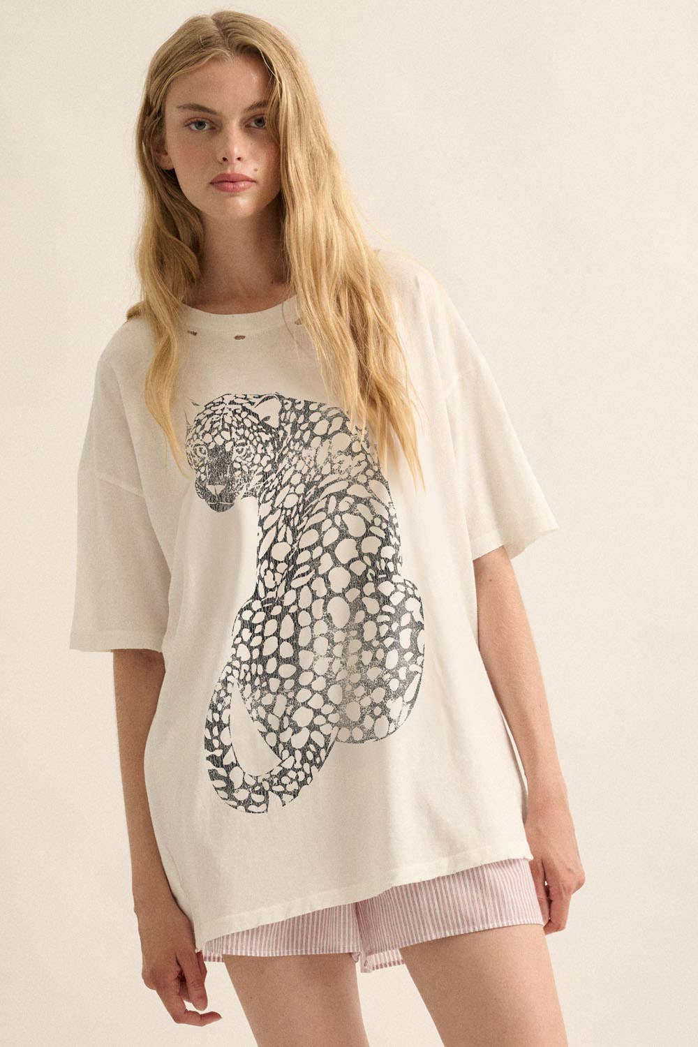 Cheetah Mineral-Washed Oversized Graphic Tee