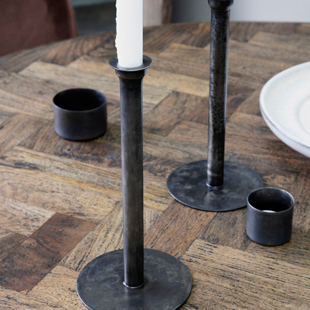 Tall Aged Copper Candle Holder
