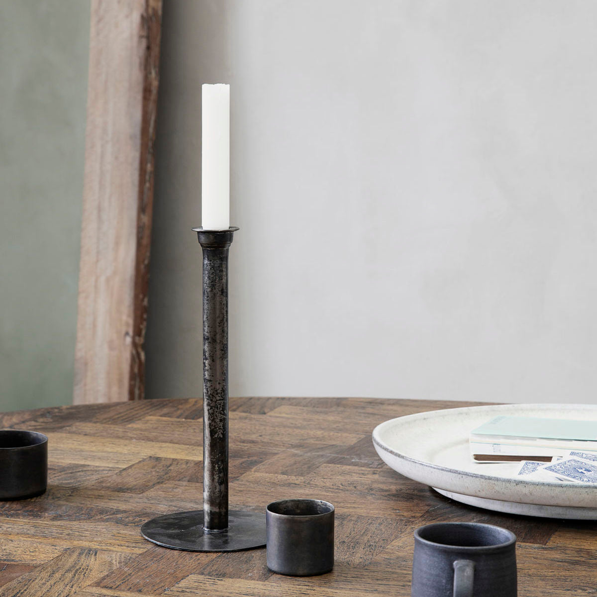 Tall Aged Copper Candle Holder