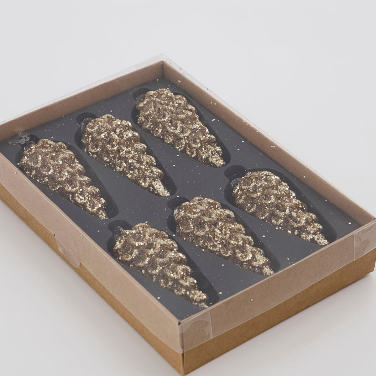 S/6 Gold Pinecone Ornaments