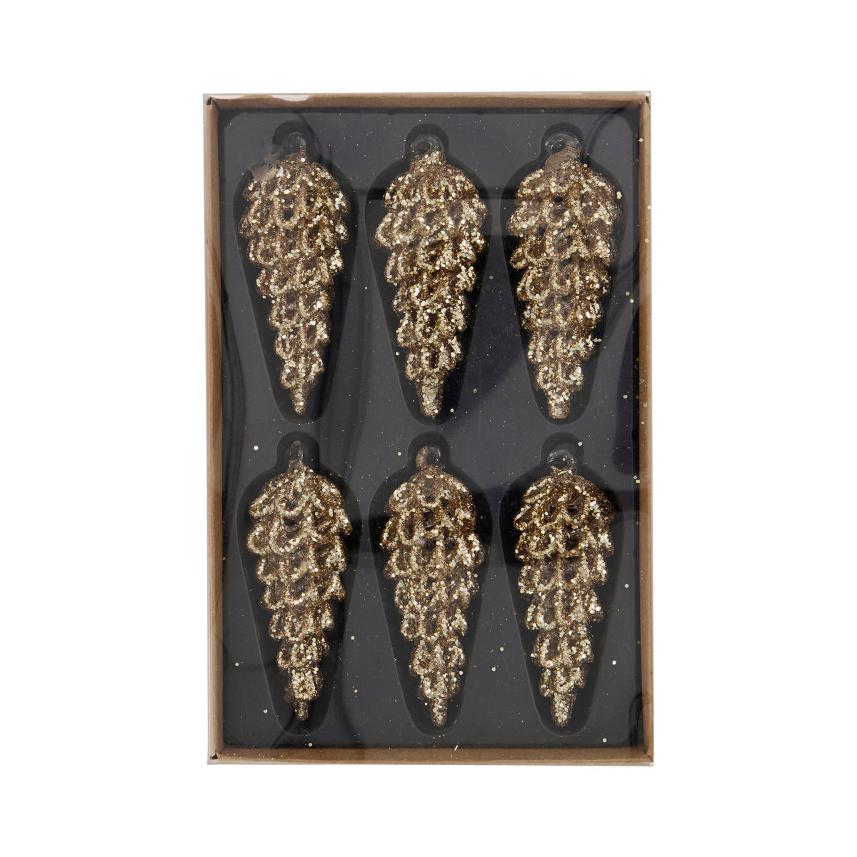 S/6 Gold Pinecone Ornaments