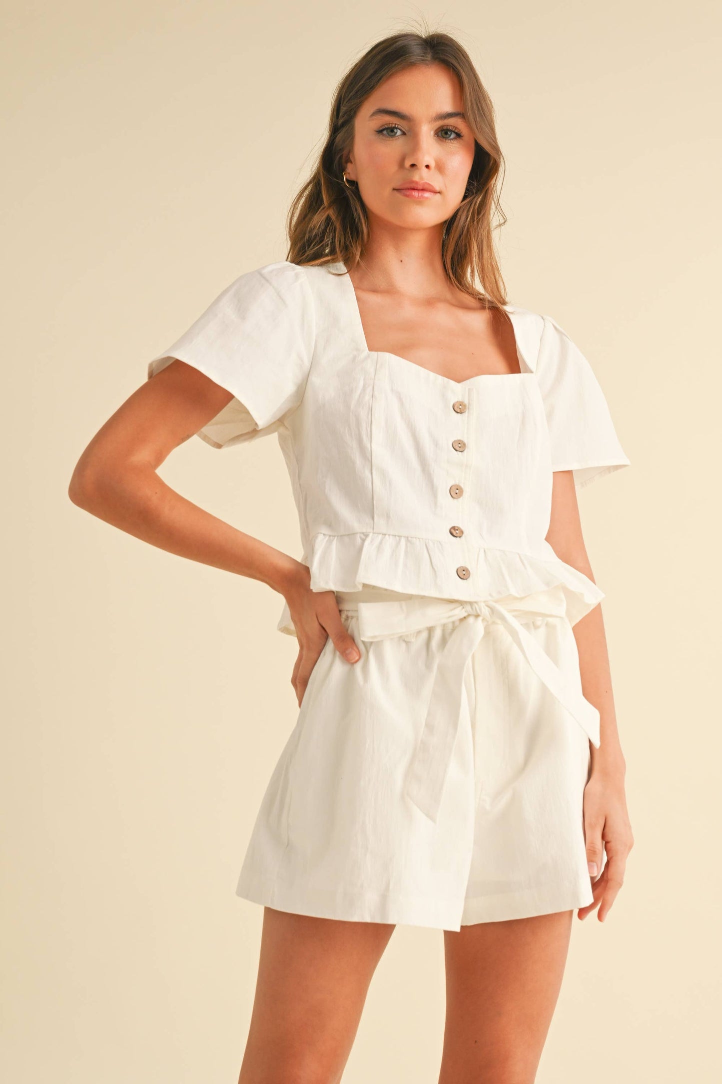 STRETCH COTTON BUTTON FRONT TOP