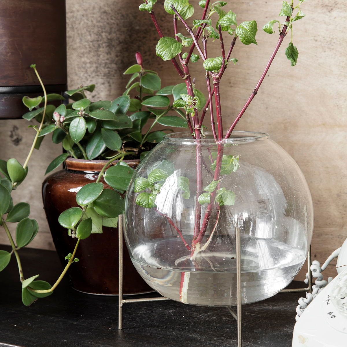 Ada Glass Vase on Metal Stand