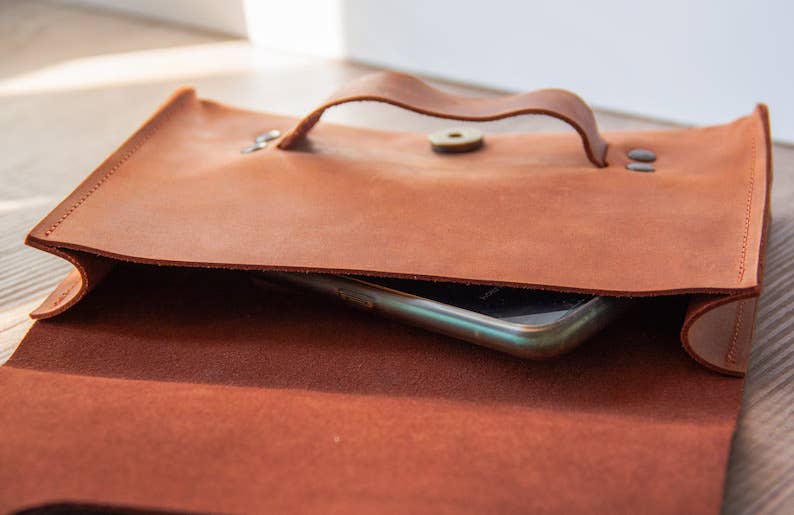 Leather Clutch Bag with Loop Handle