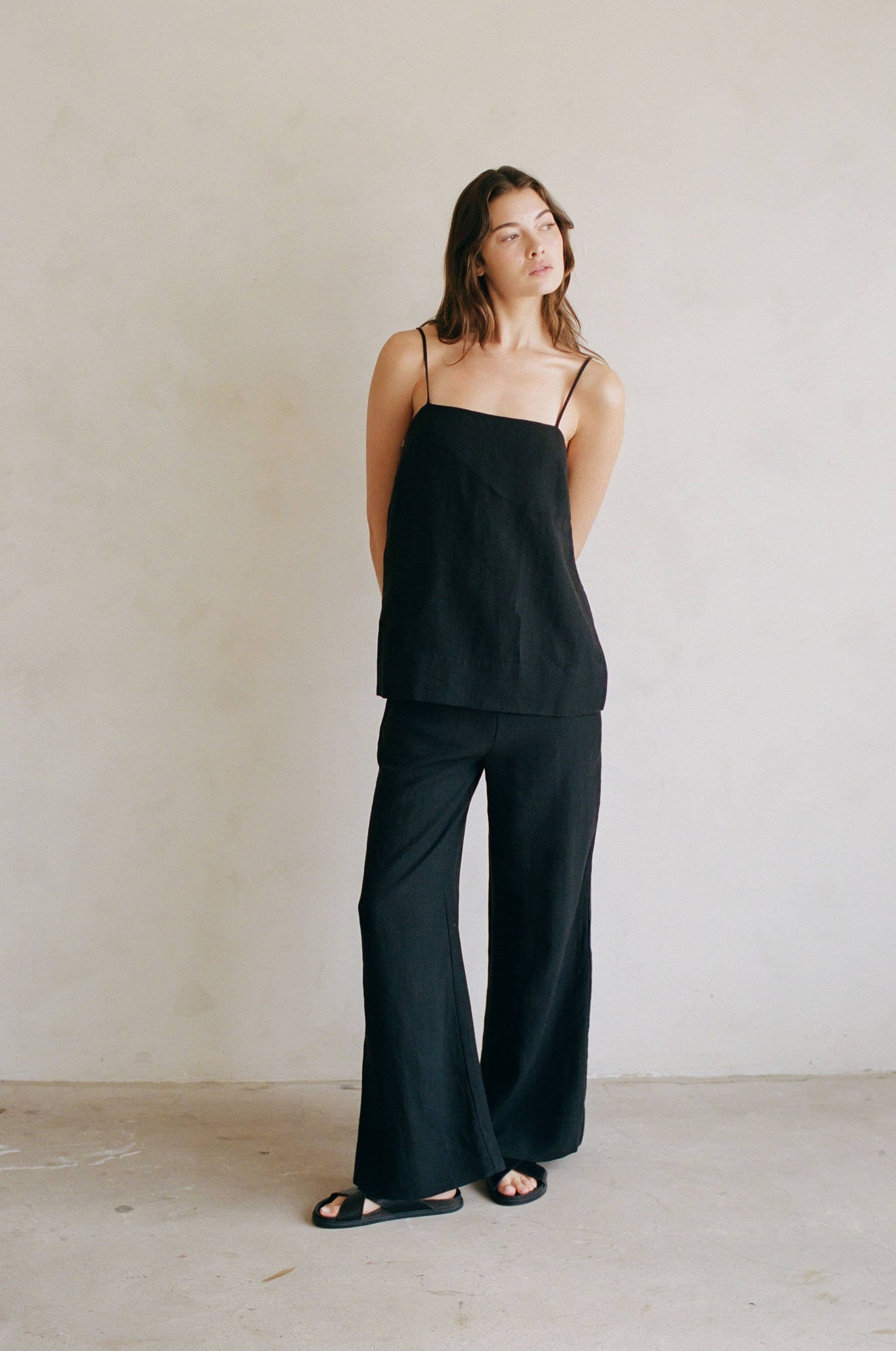 Woven 100% Linen Open Side Slits Top
