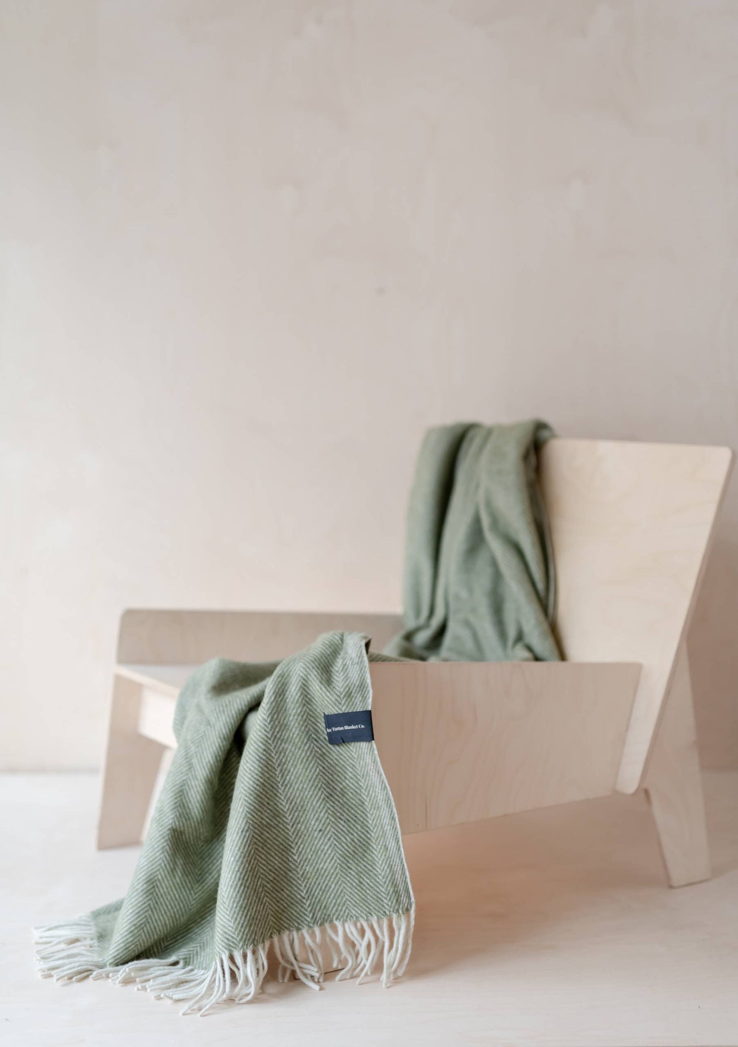 Recycled Wool Knee Blanket in Olive Herringbone