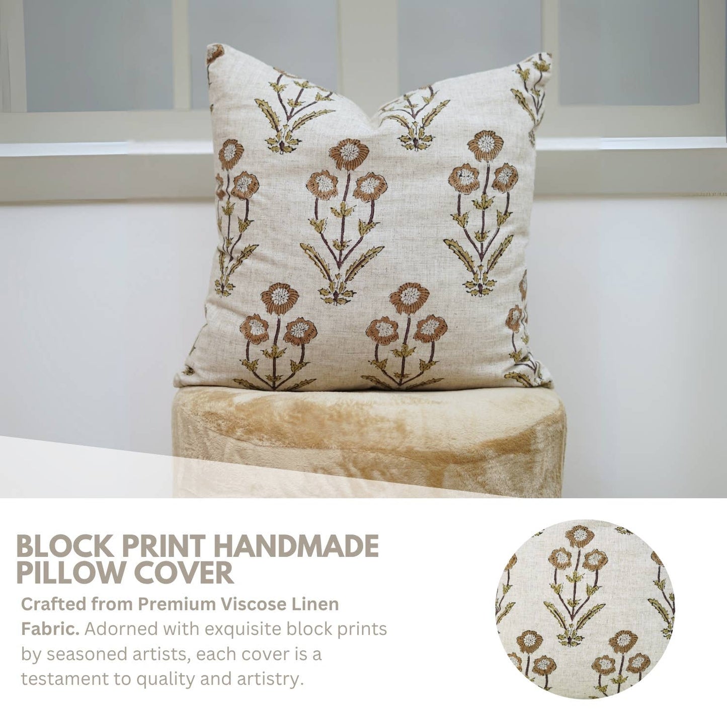 Block Linen Pillow Cover 18x18