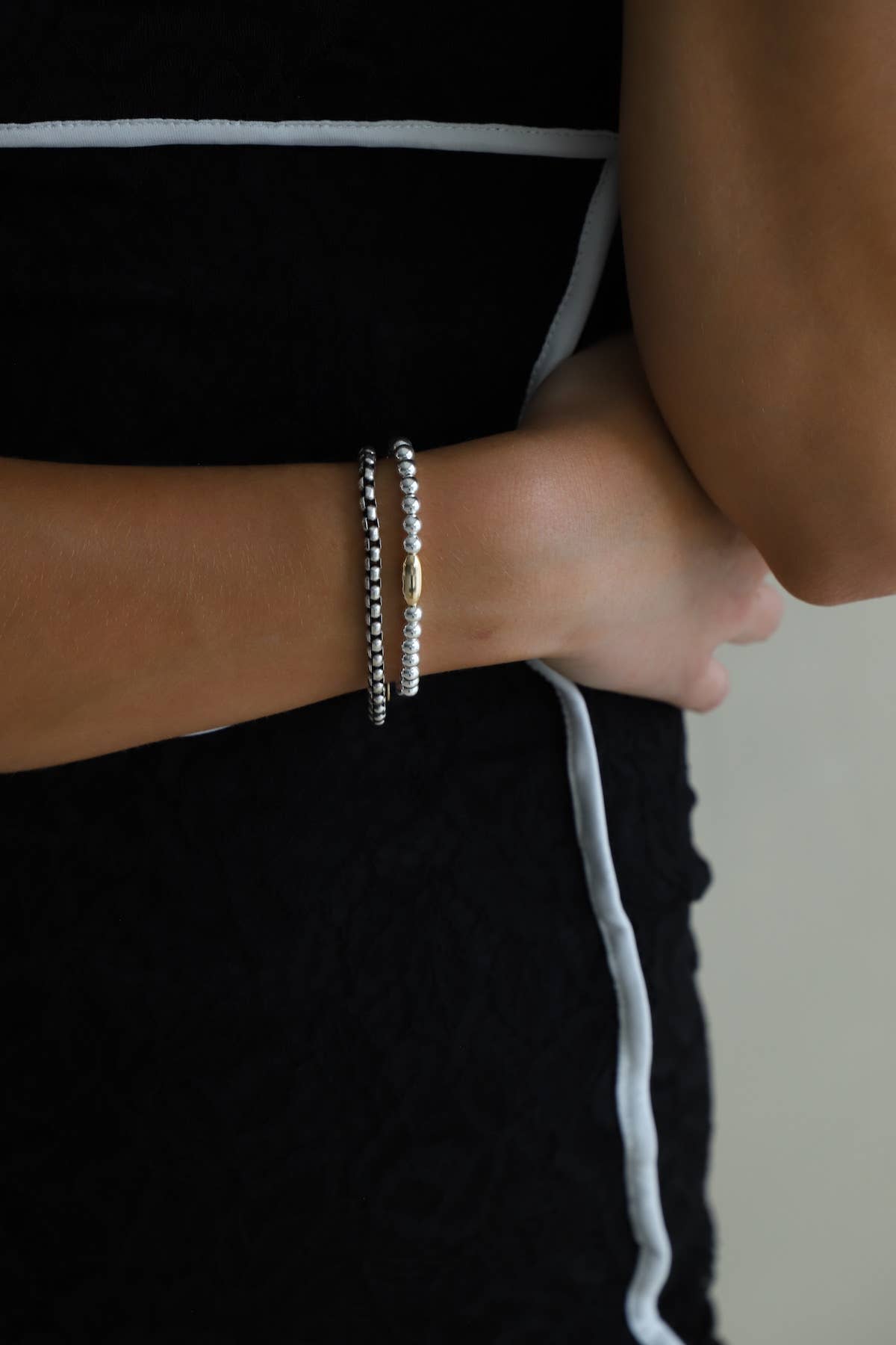 NOVA ANTIQUE SILVER ROUND BOX CHAIN BRACELET