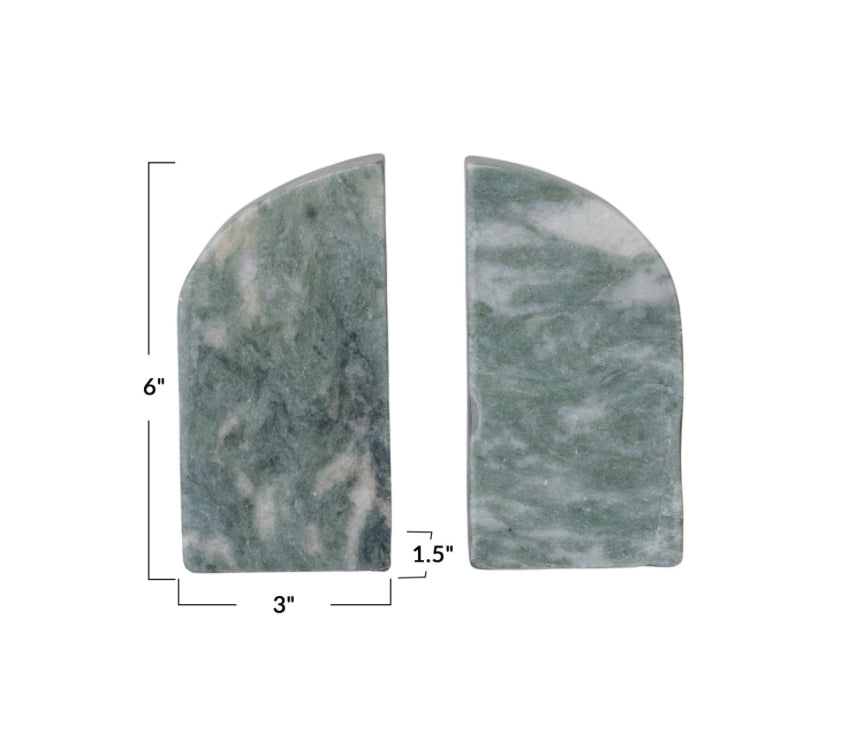 S/2 Green Marble Bookends