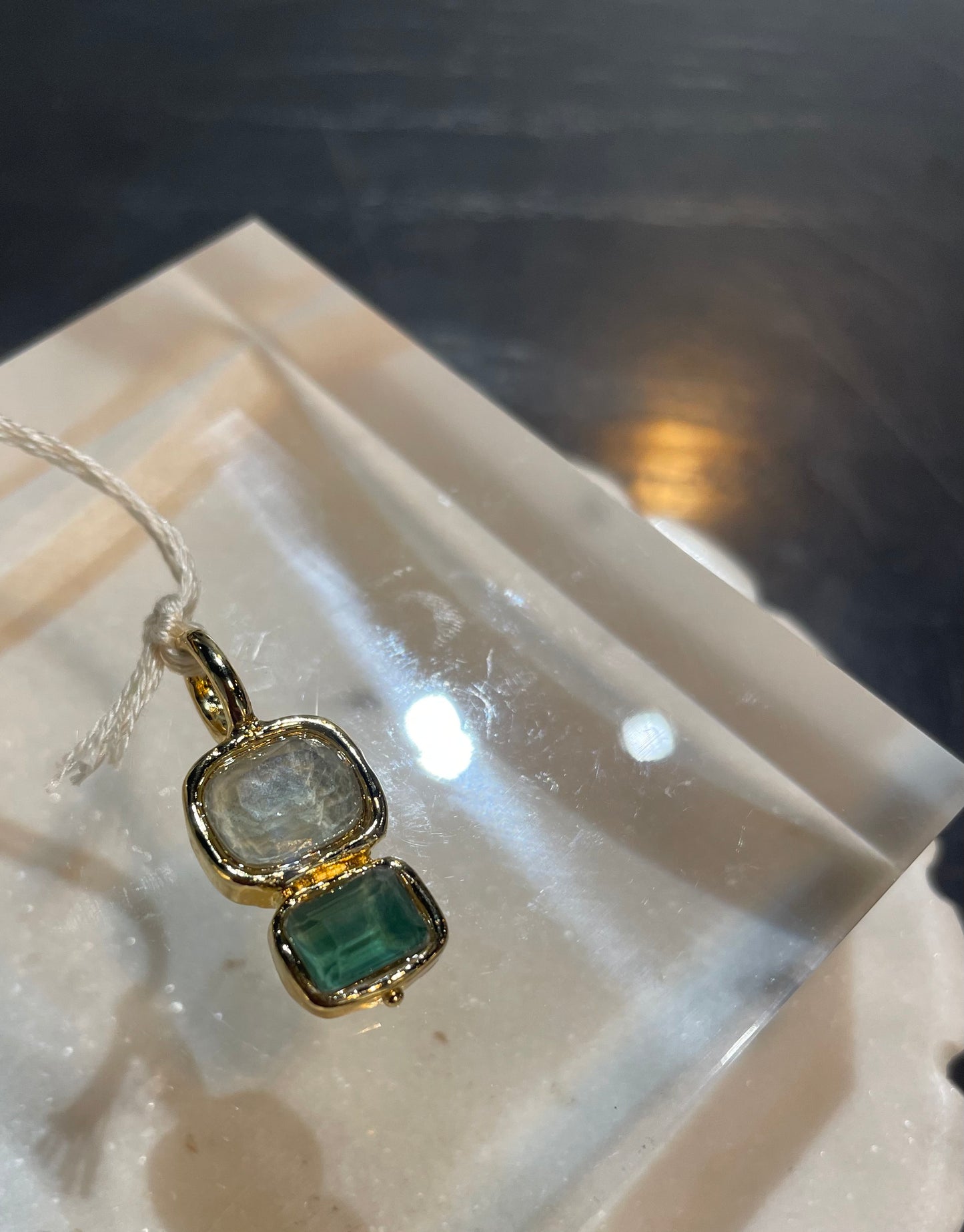 Prasiolite and Tourmaline Double Pendant