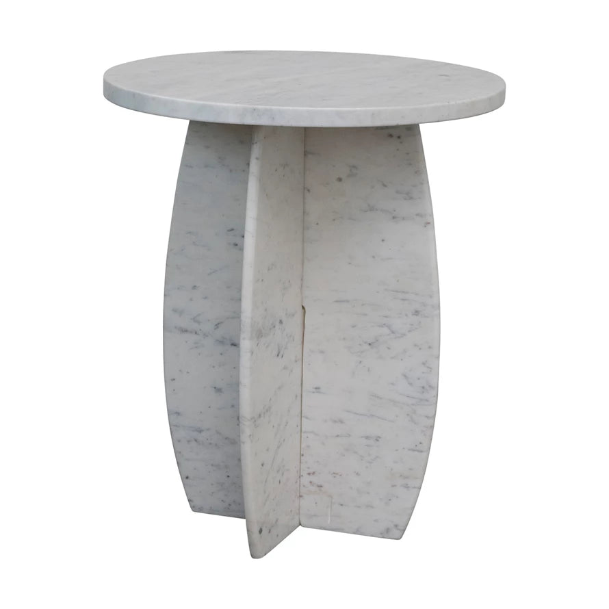 Marble Side Table with Interlocking Base