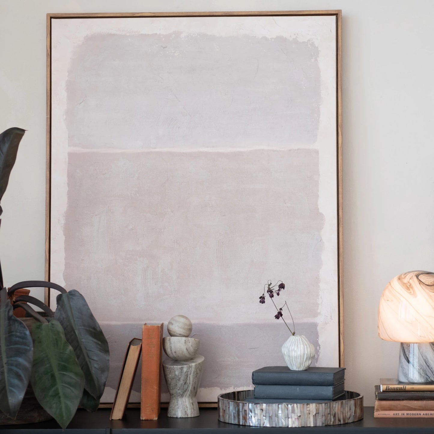 Hand-Painted Wood Framed Blush Canvas