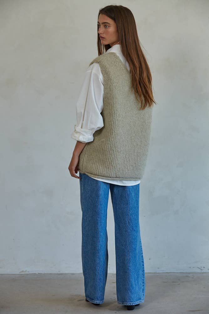 Knit V Neck Sweater Vest