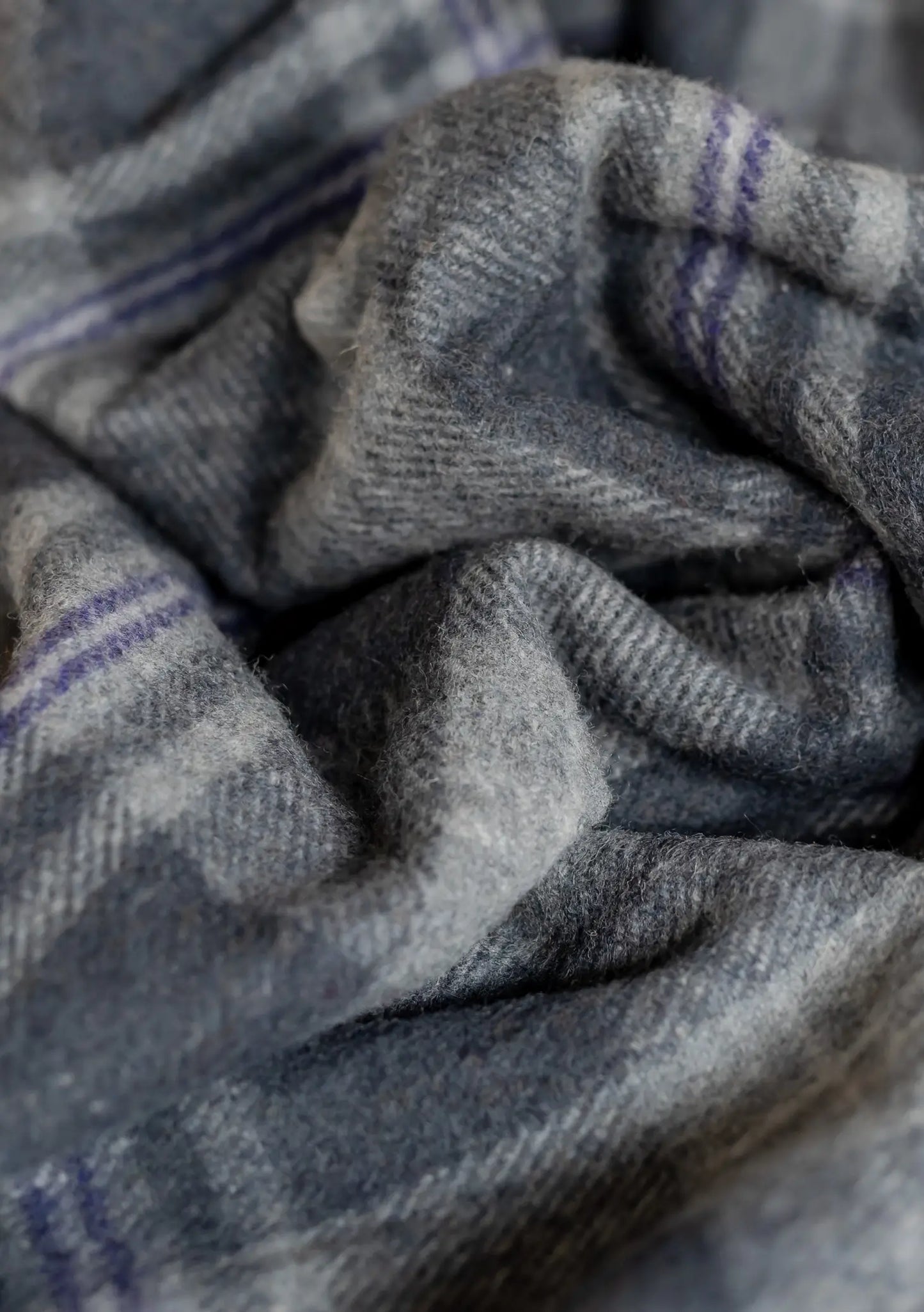 Recycled Wool Knee Blanket in Persevere Flint Grey Tartan