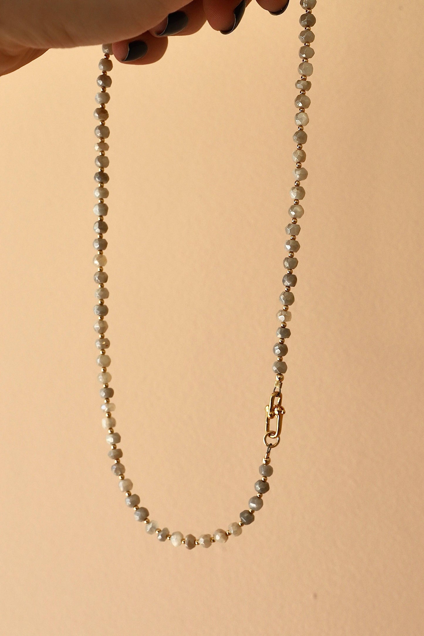 GREY SILVERITE BEADED NECKLACE