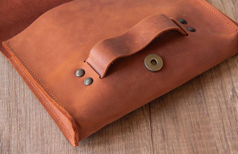 Leather Clutch Bag with Loop Handle