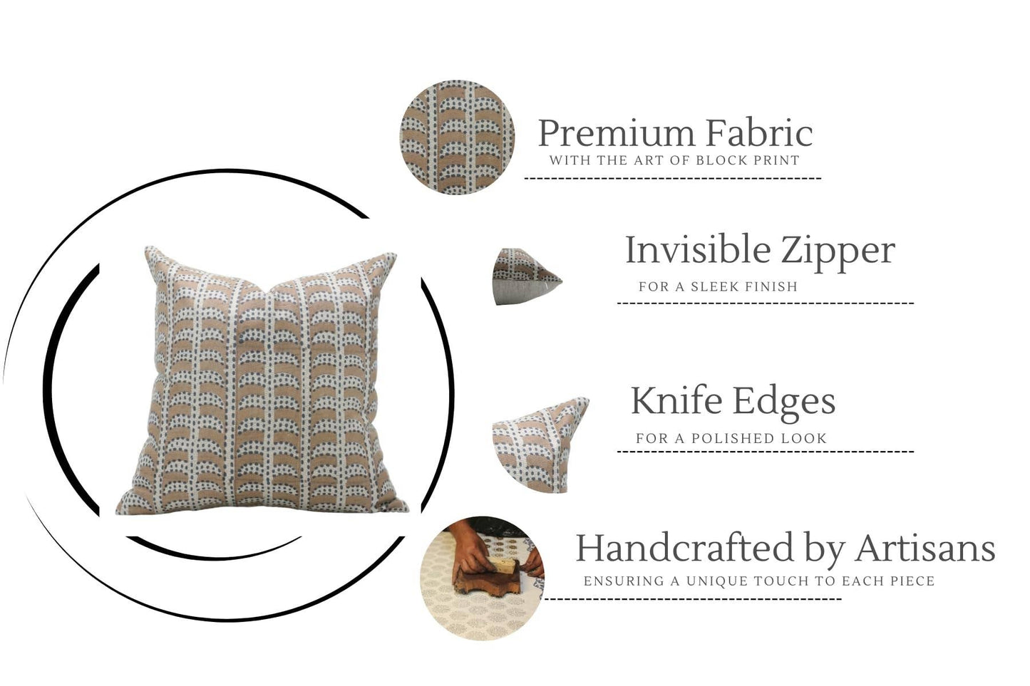 Interior Block Print Linen Blend Pillow Cover - Garud