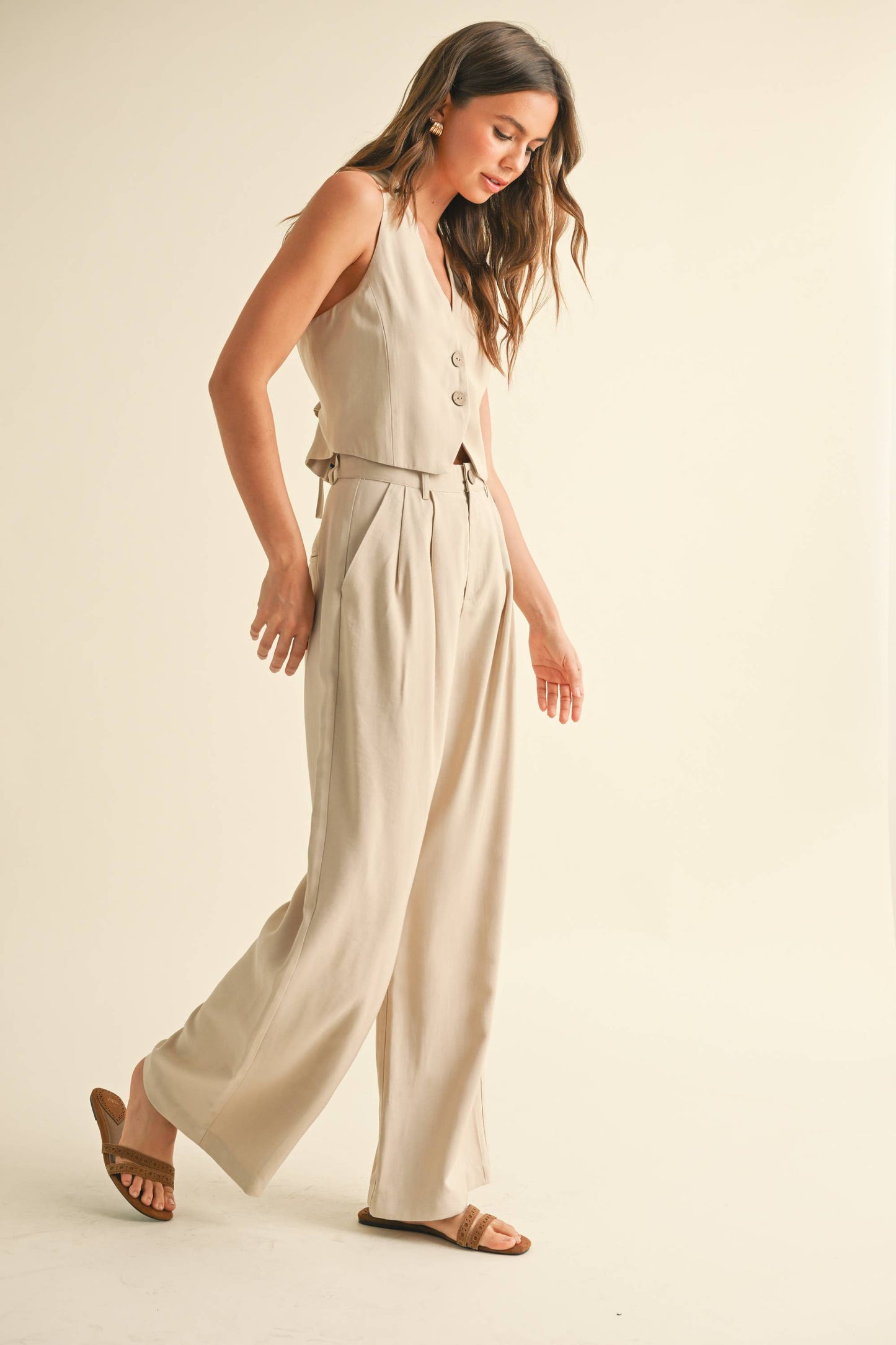 High Waisted Wide Leg Trouser