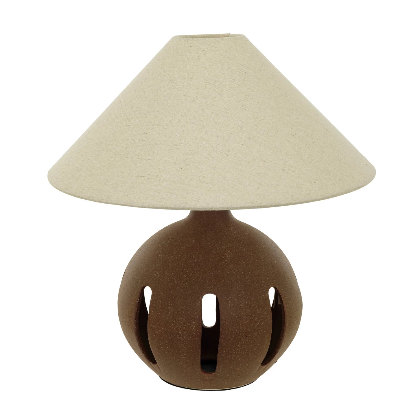 Ceramic Cut Out Lamp with Linen Shade