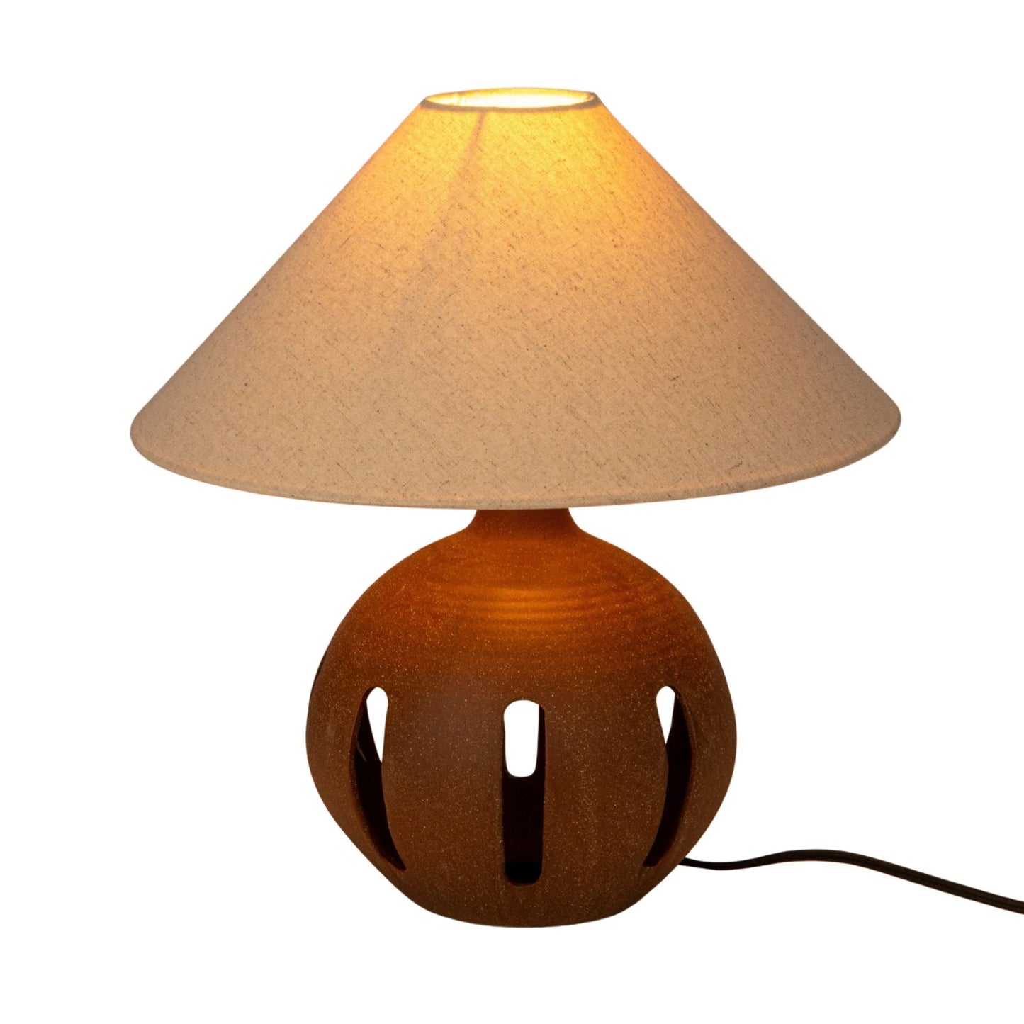 Ceramic Cut Out Lamp with Linen Shade