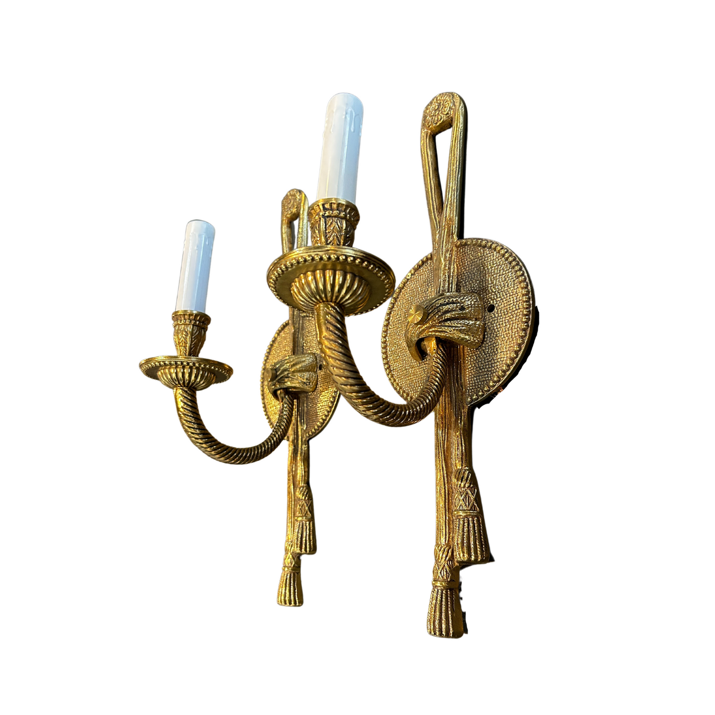 Pair of Vintage Brass Tassel Sconces