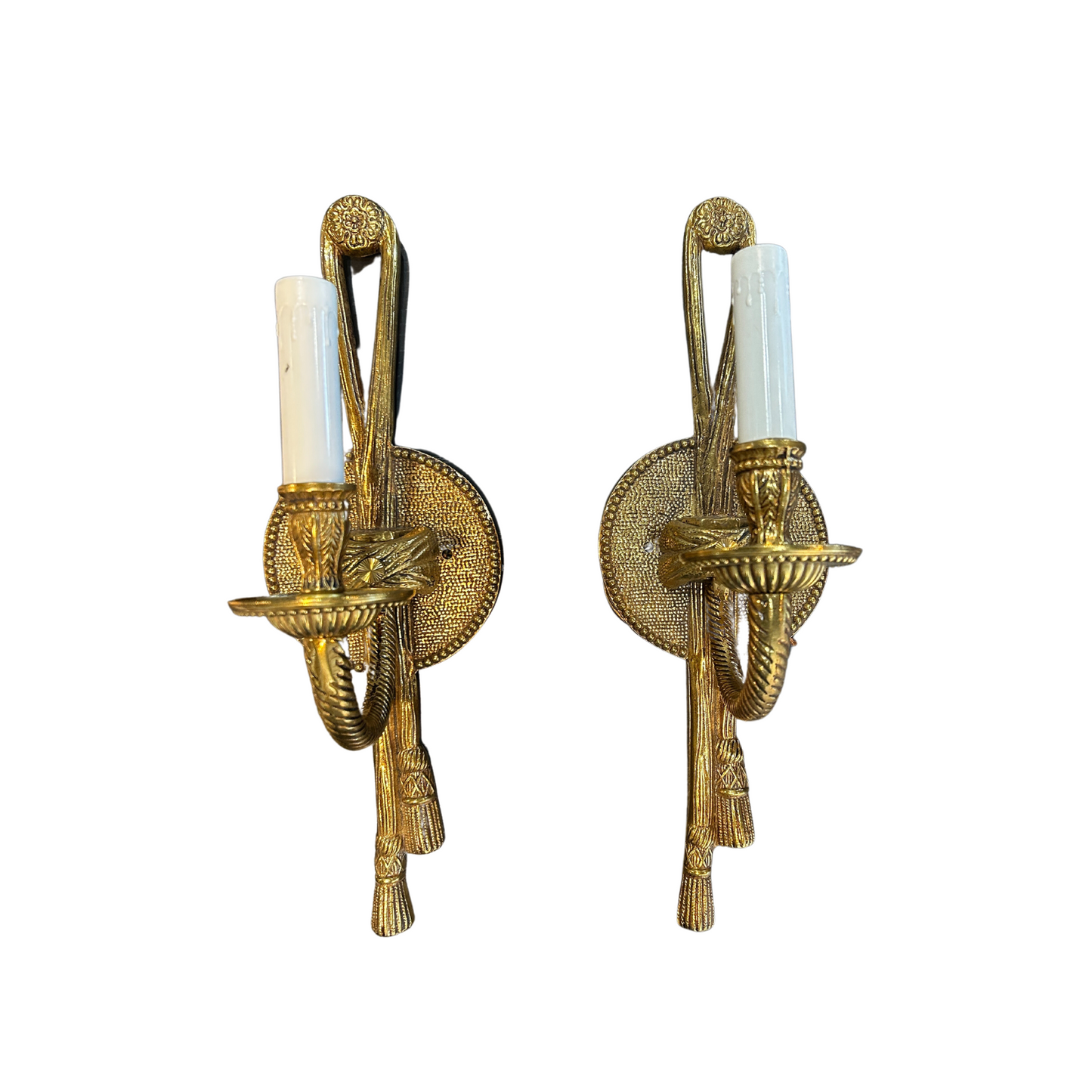 Pair of Vintage Brass Tassel Sconces
