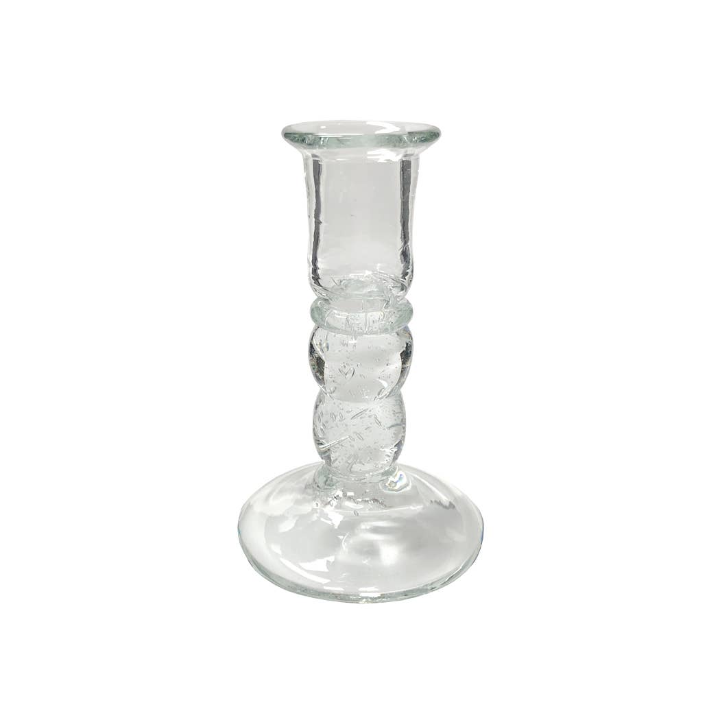 Hand-Blown Glass Candlestick 5.25"