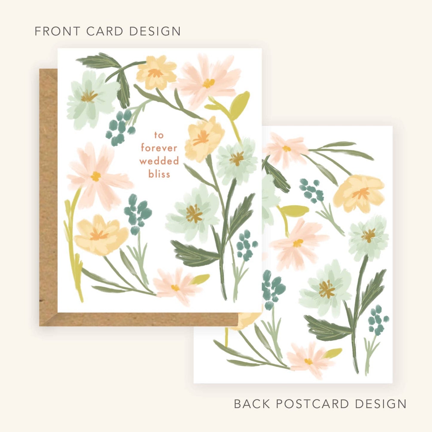 Forever Wedded Bliss + Floral Postcard - 2 in 1 Card & Postcard