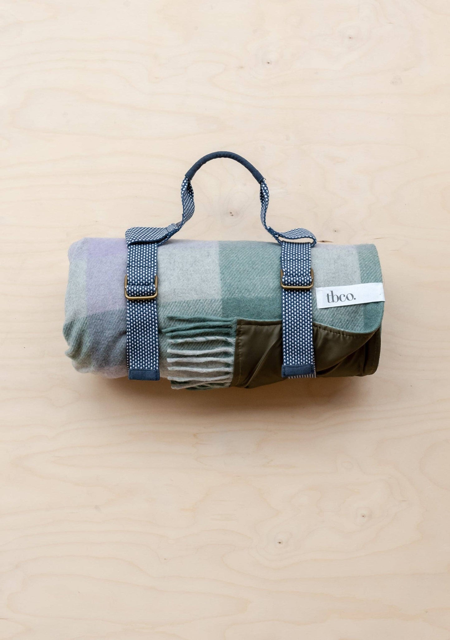 Sage Gradient Picnic Blanket & Leather Carrier