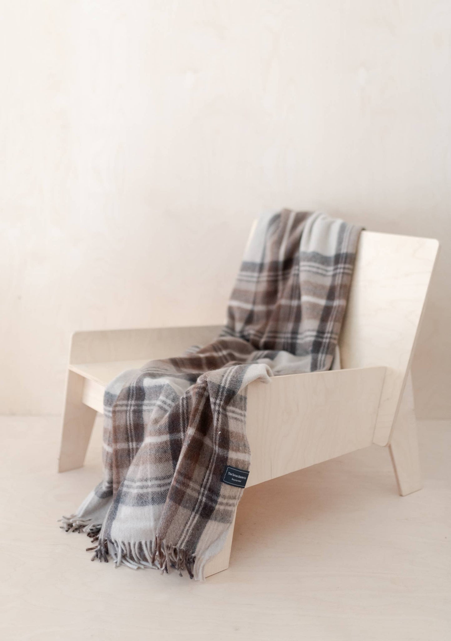 Recycled Wool Knee Blanket in Stewart Natural Dress Tartan