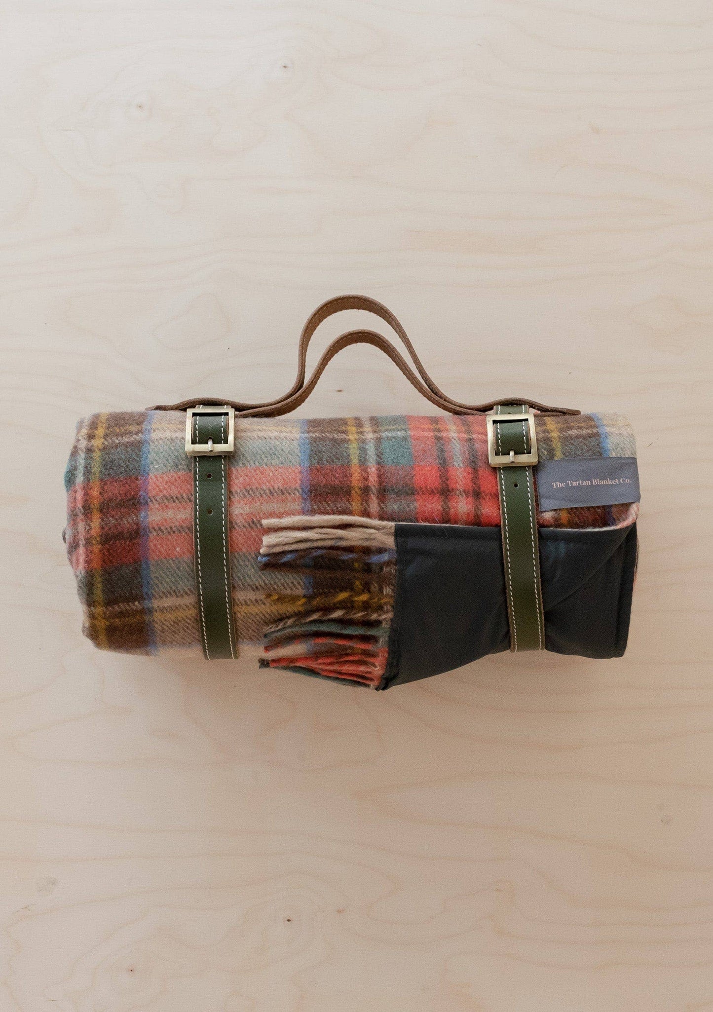 Stewart Dress Tartan Picnic Blanket & Leather Carrier