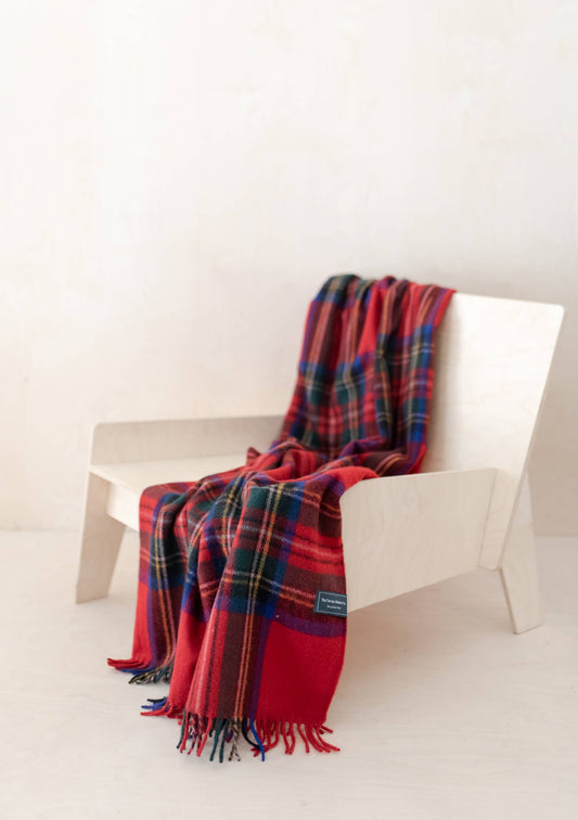 Recycled Wool Knee Blanket in Stewart Royal Tartan