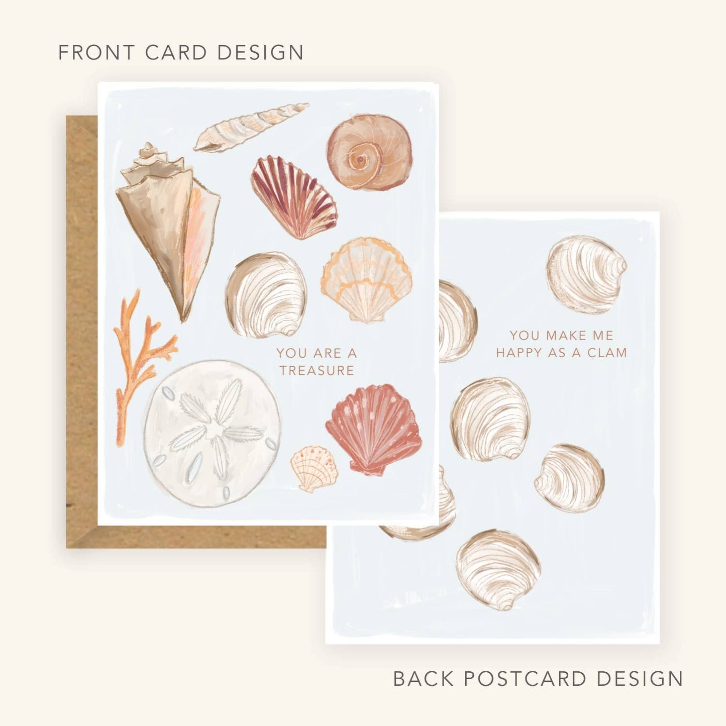 You Are a Treasure + Happy Clam - 2 in 1 Card & Postcard