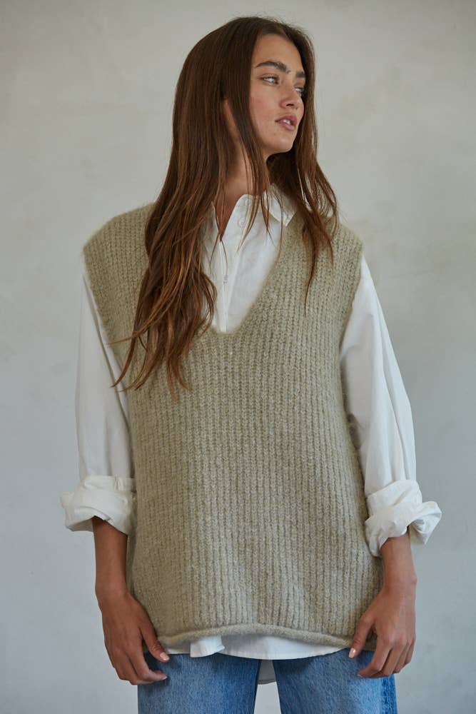 Knit V Neck Sweater Vest