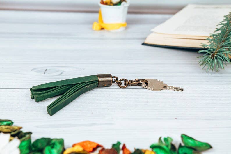 Tassel Leather Keychain for Women