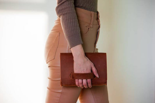 Leather Clutch Bag with Loop Handle