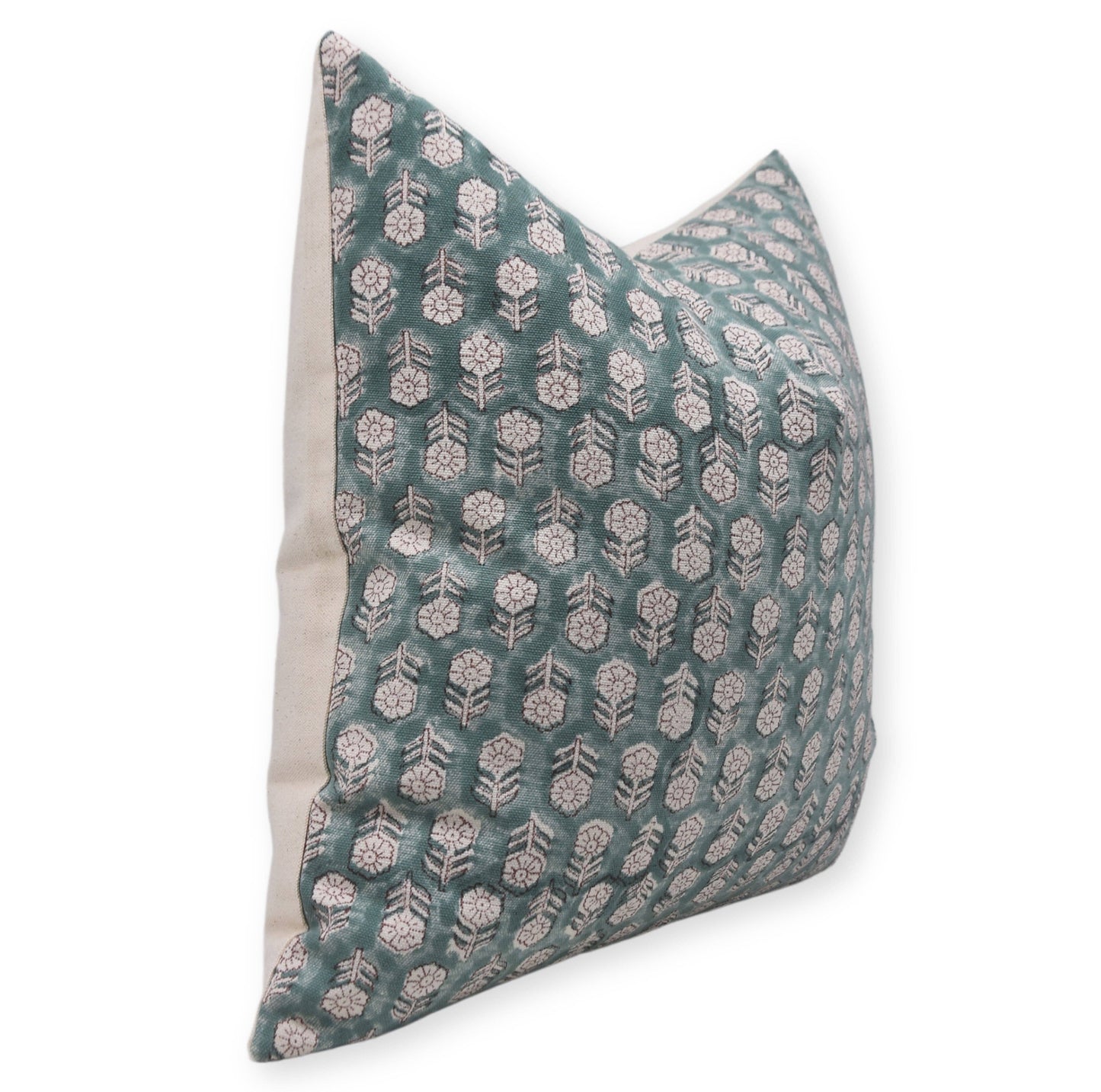 Tulsi Buti Block Print Canvas Pillow 18"