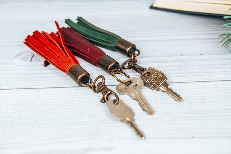 Tassel Leather Keychain for Women