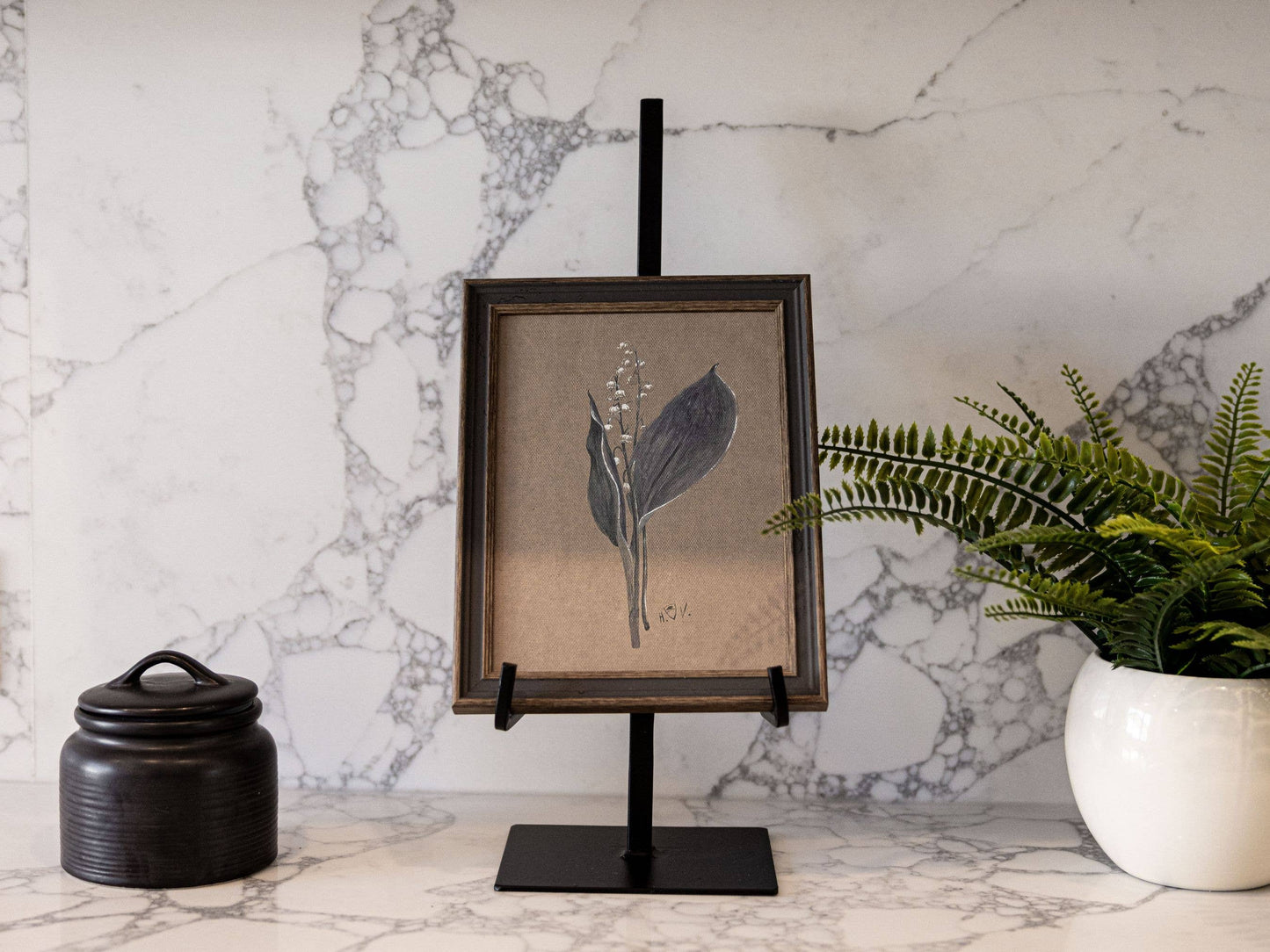 Easel Stand Dual Arm Black Iron