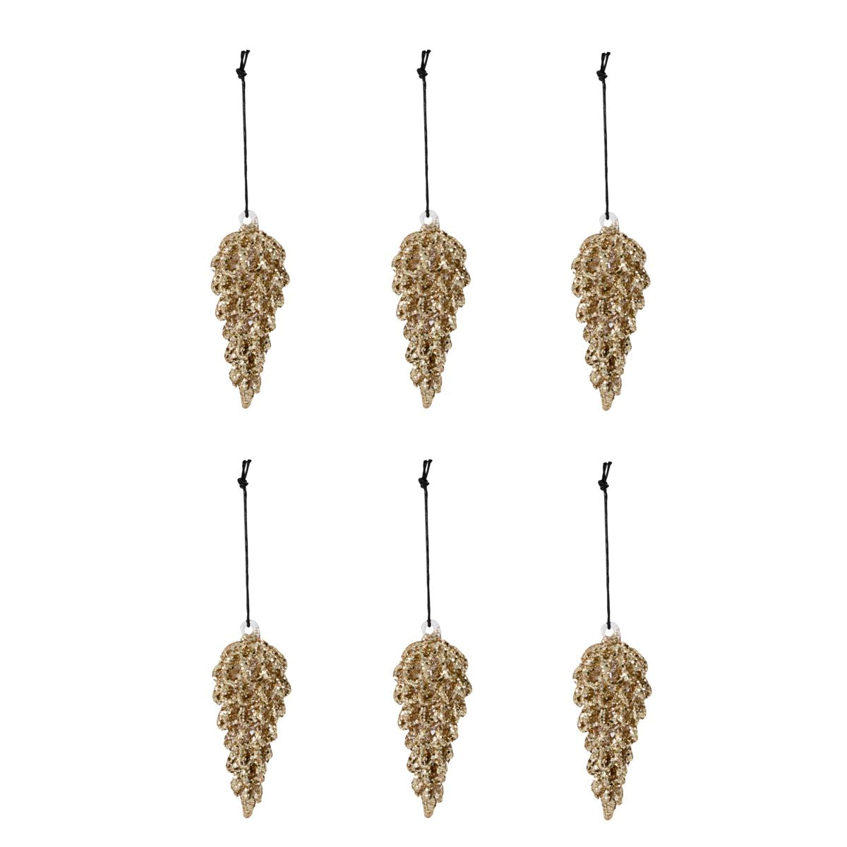 S/6 Gold Pinecone Ornaments