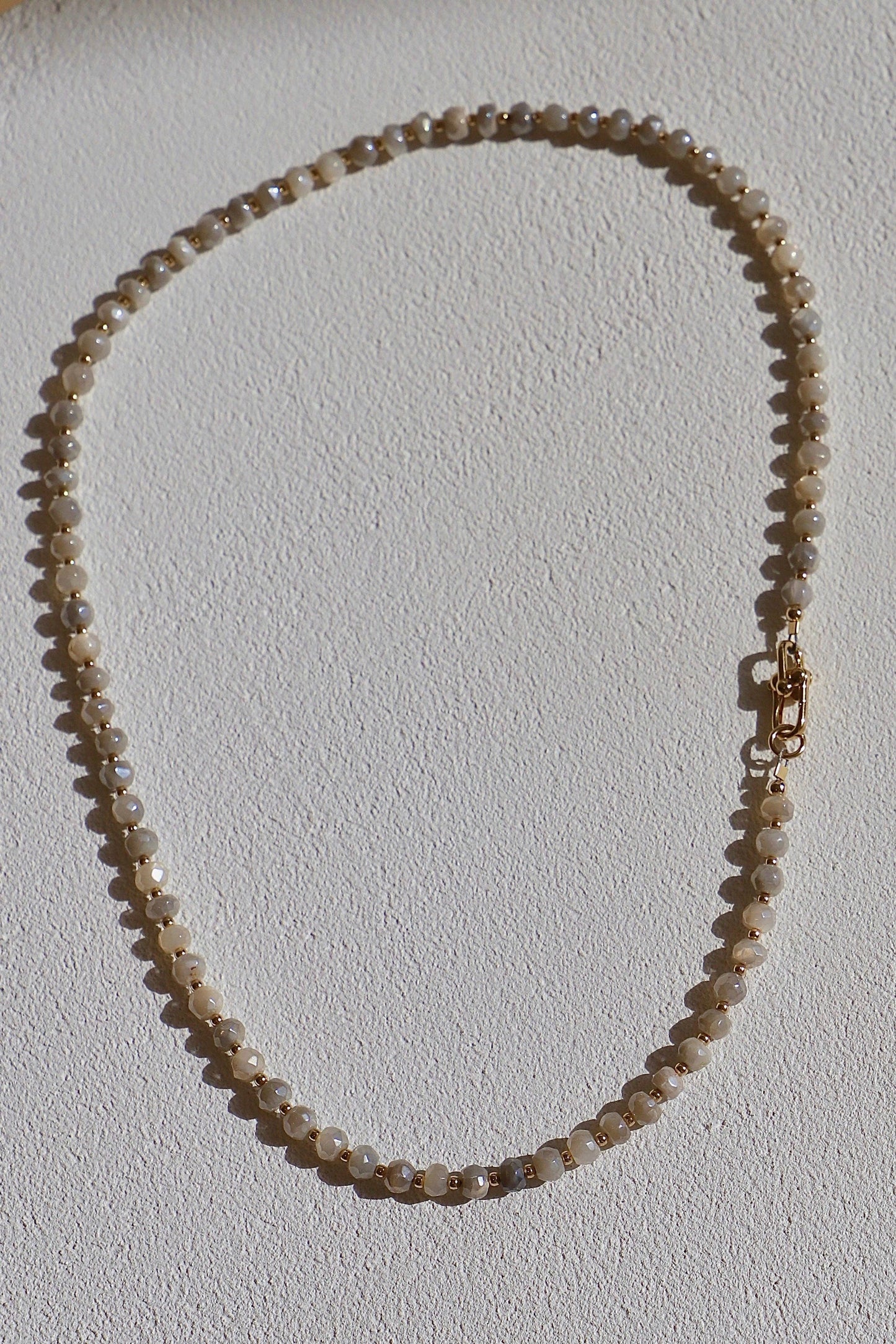 GREY SILVERITE BEADED NECKLACE