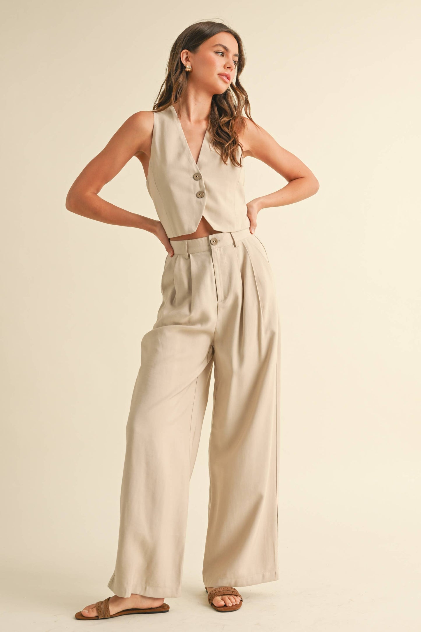 High Waisted Wide Leg Trouser