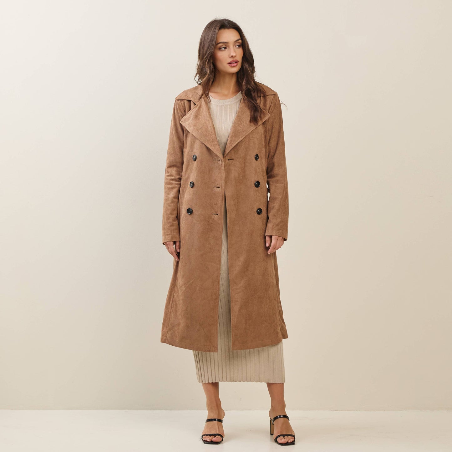 Vegan suede trench coat