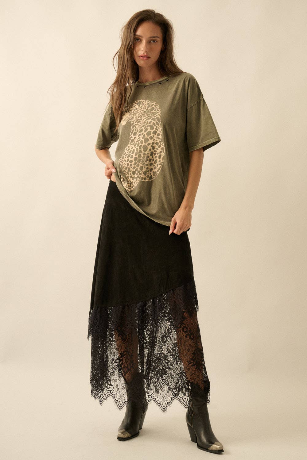 Cheetah Mineral-Washed Oversized Graphic Tee