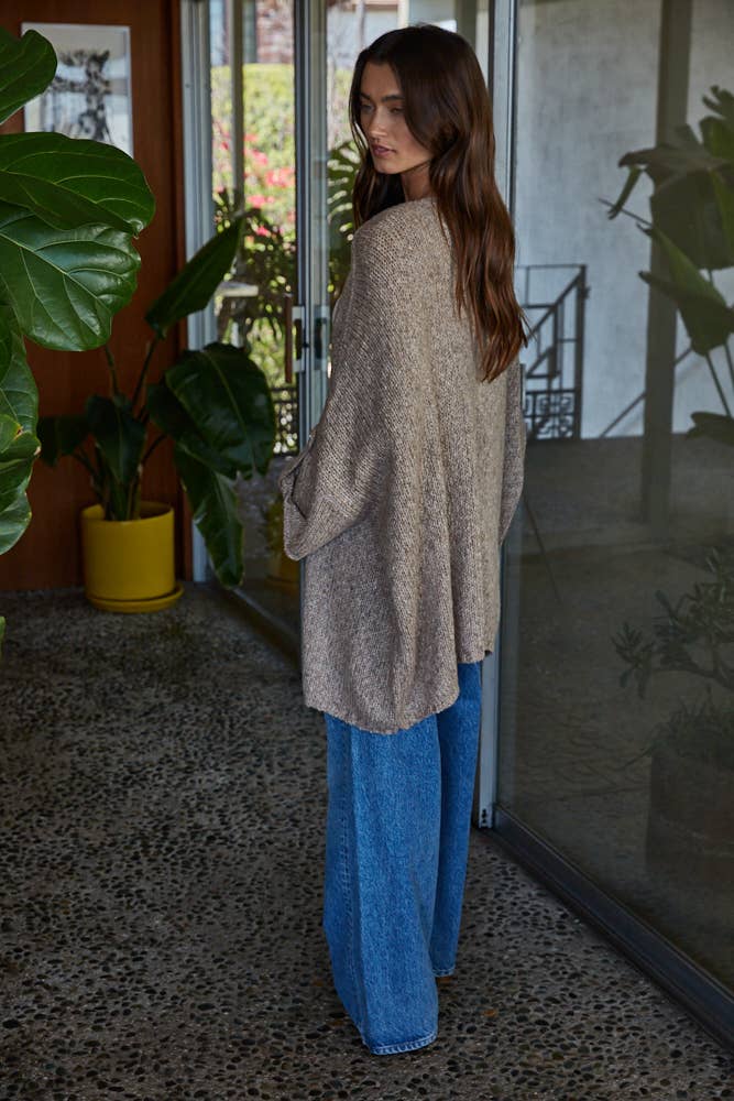 Quarter Sleeve Open Front Cardigan