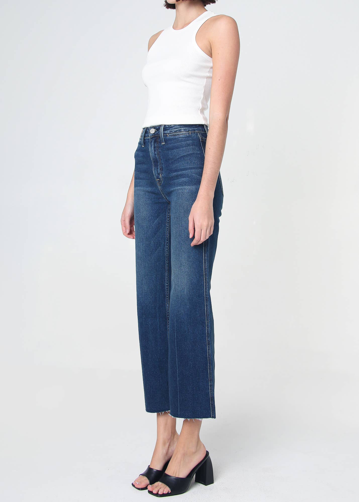 Queen High Rise Crop Wide Leg Jeans - Dart Detail