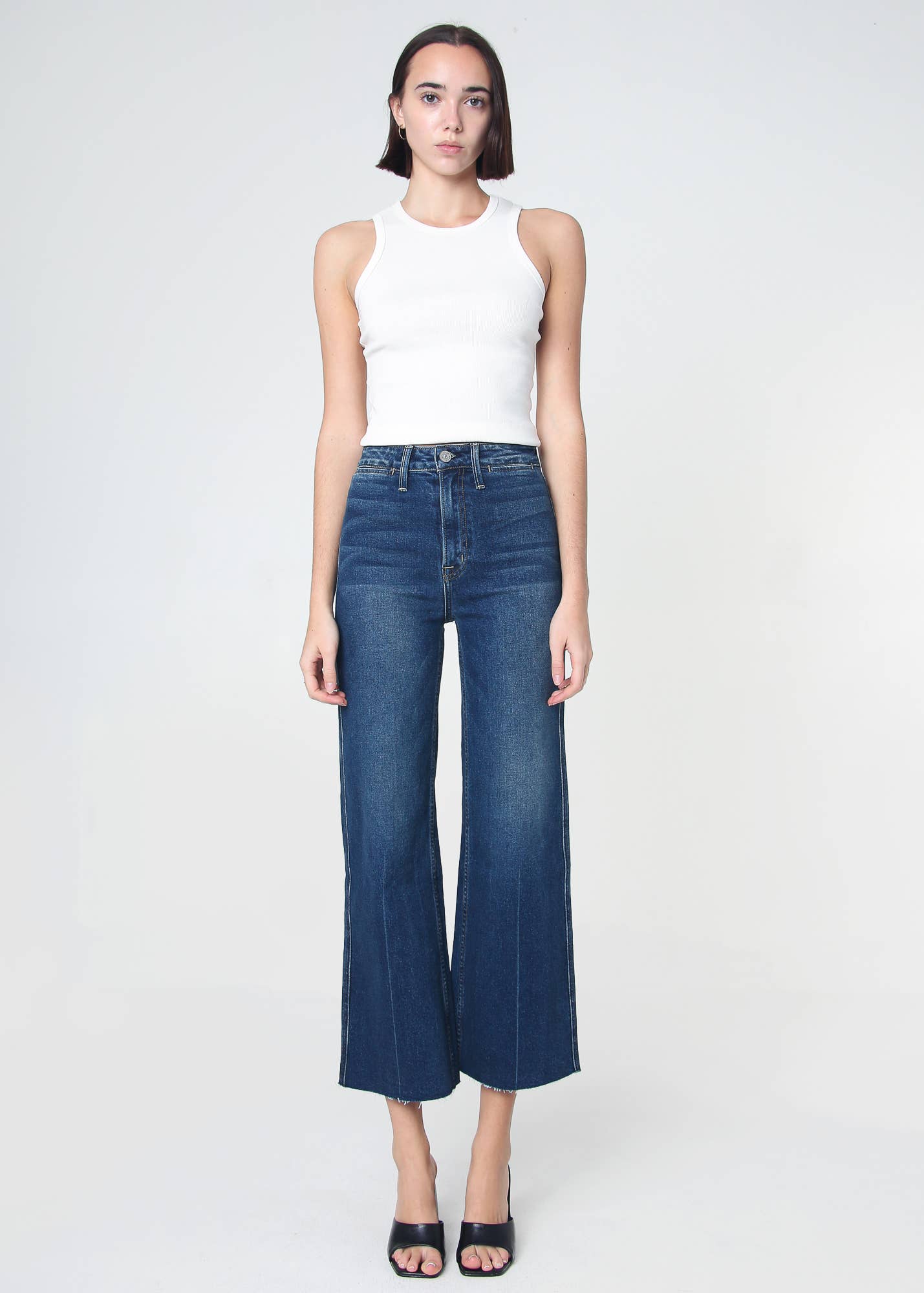 Queen High Rise Crop Wide Leg Jeans - Dart Detail