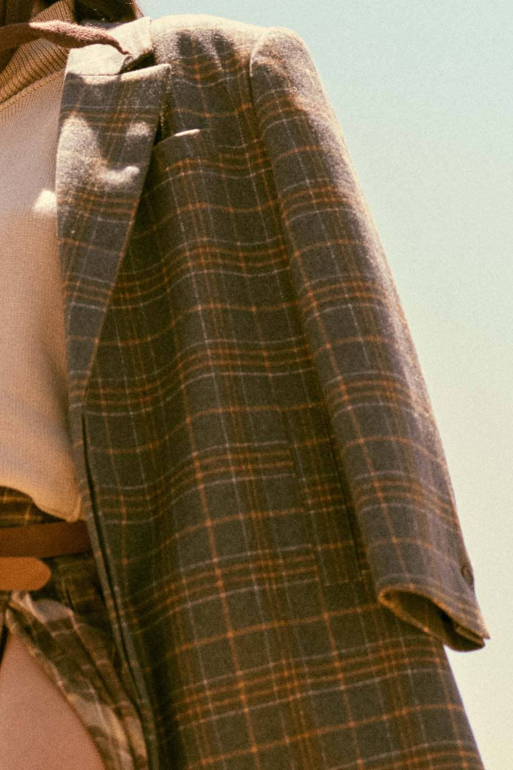 Plaid Felt Double-Breasted Calf-Length Overcoat