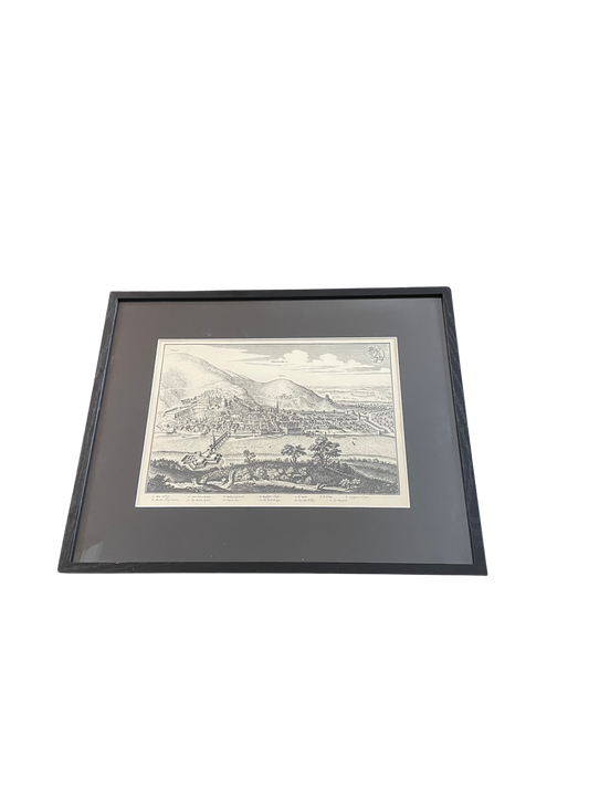 Vintage Etching in Black Oak Frame 16" x 20"