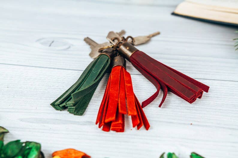 Tassel Leather Keychain for Women